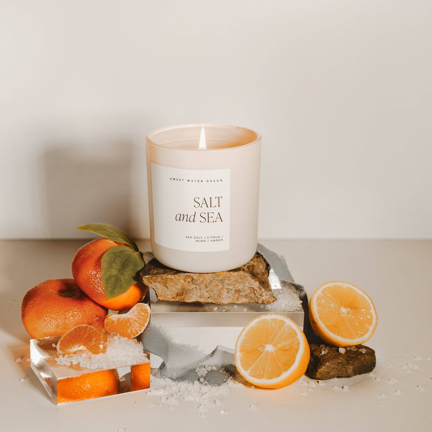 Salt & Sea 15 oz Soy Candle, Matte Jar -  Home Decor & Gifts