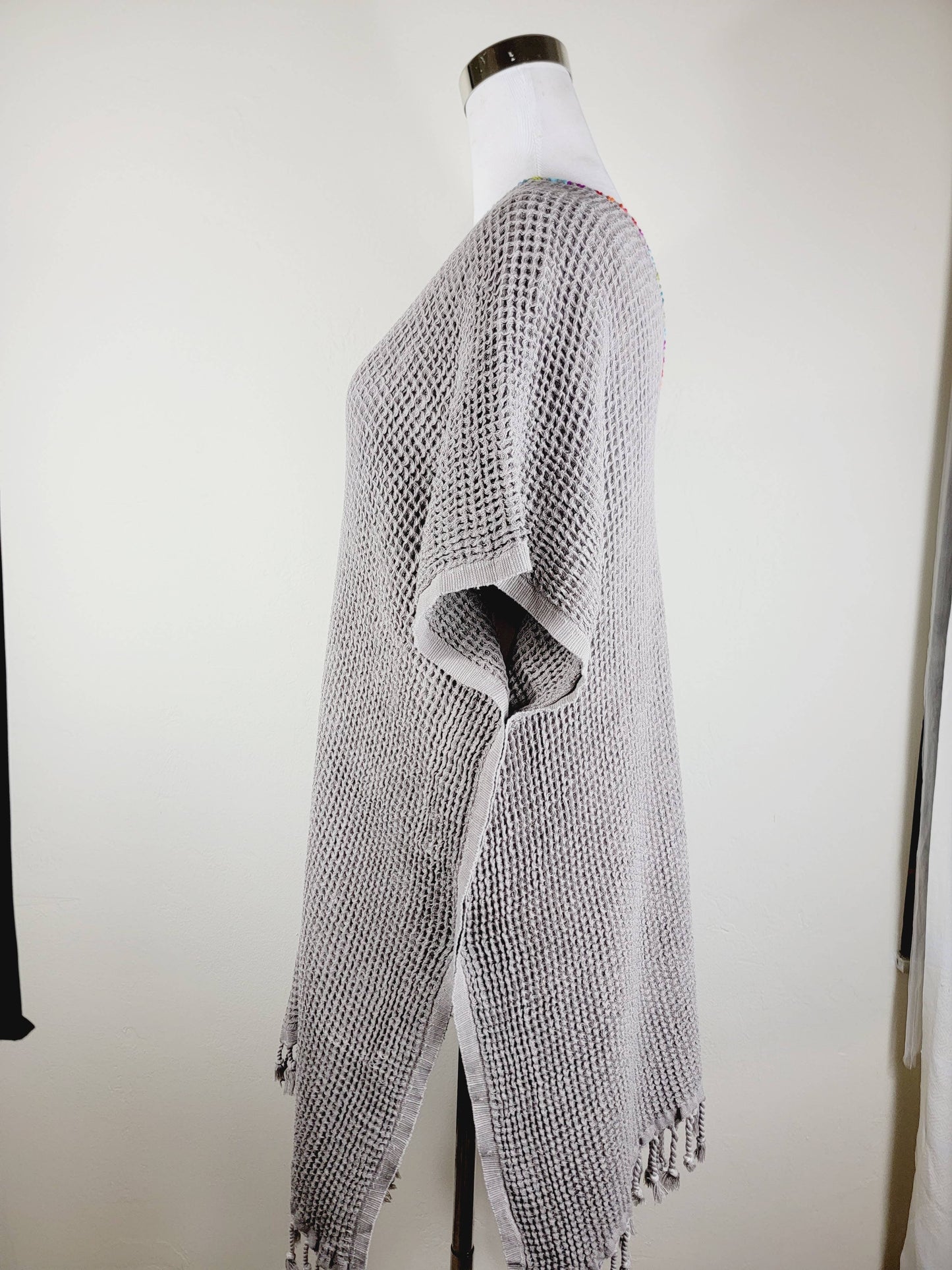 Beach cover-up, Hand made Honey comb wave Cotton cover GRAY