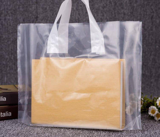 13"x9"&16"x13"&18“x 16”Transparent PVC gift bag white handle: Large