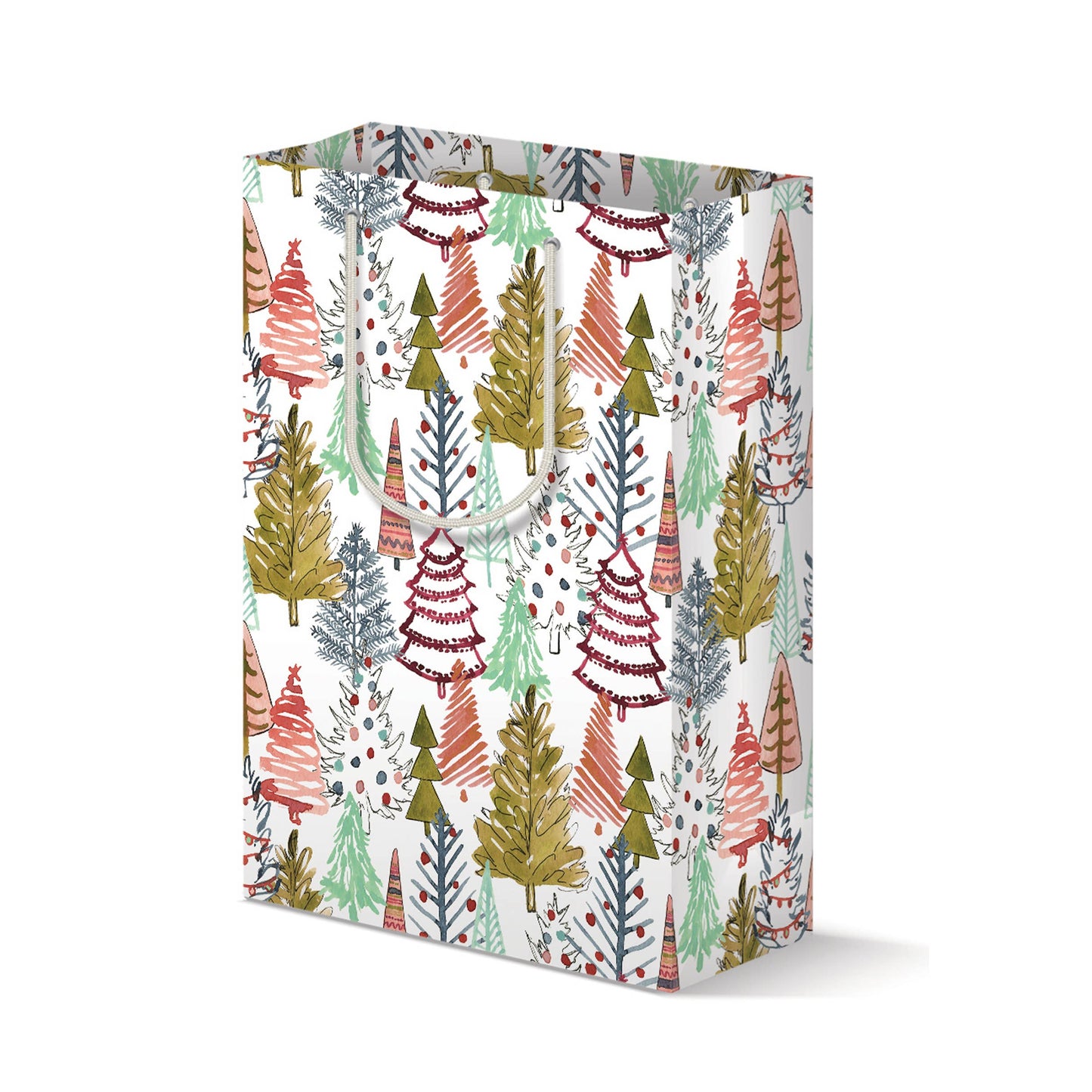 Cheerful Colorful Christmas Trees Holiday Gift Bag