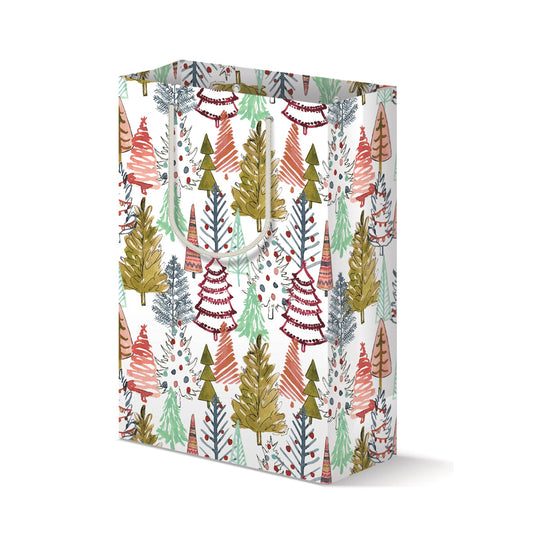 Cheerful Colorful Christmas Trees Holiday Gift Bag