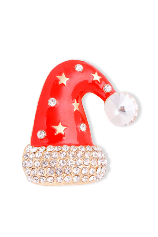 Christmas Hat Rhinestone Pin