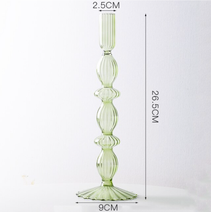 Lace Taper Glass Candlestick Holder: Purple