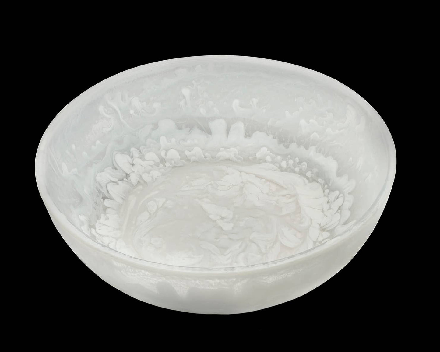 White Swirl Acrylic Bowl with Salad Set-SET