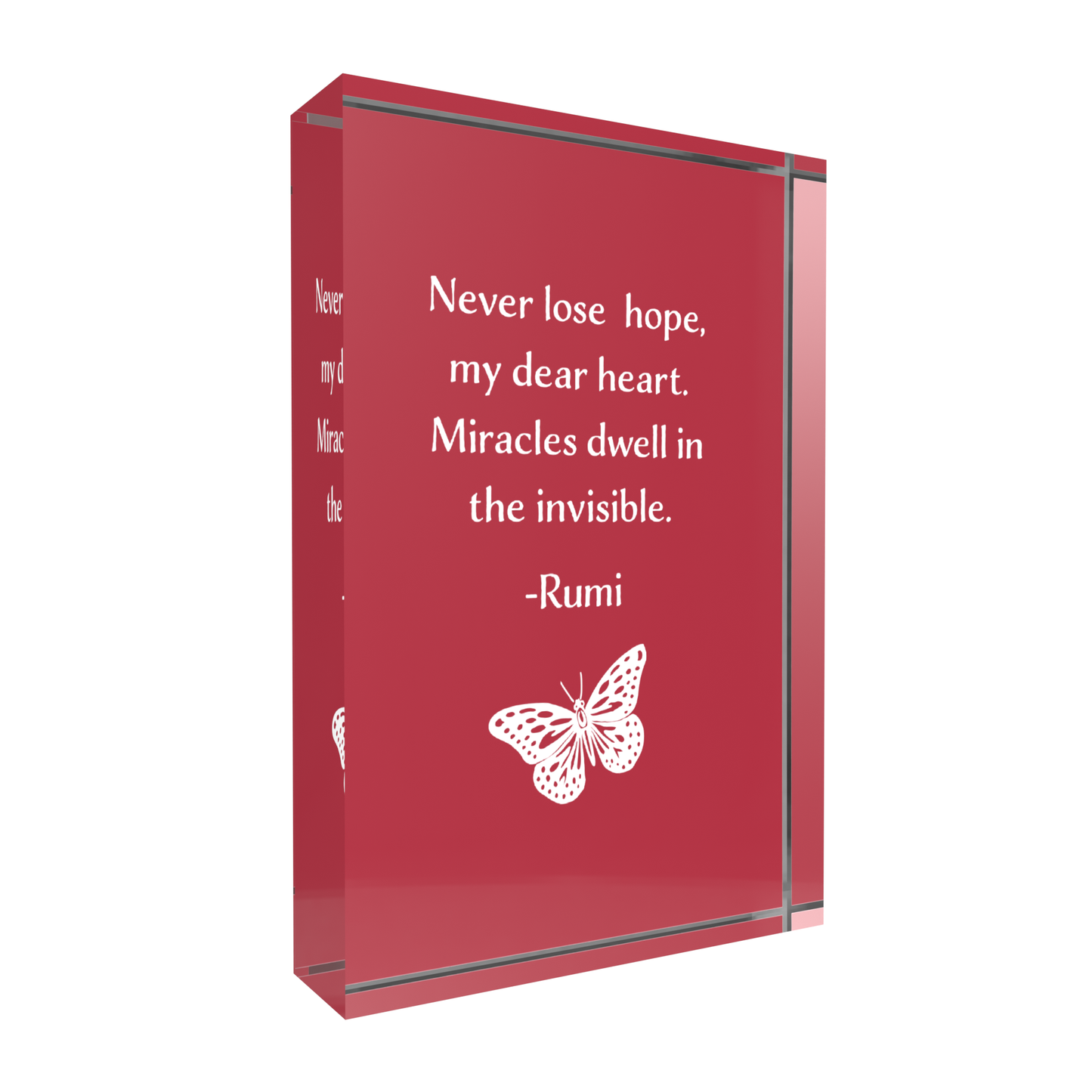 Lucite Plaque, Rumi Quote, Never Lose Hope, My Dear Heart