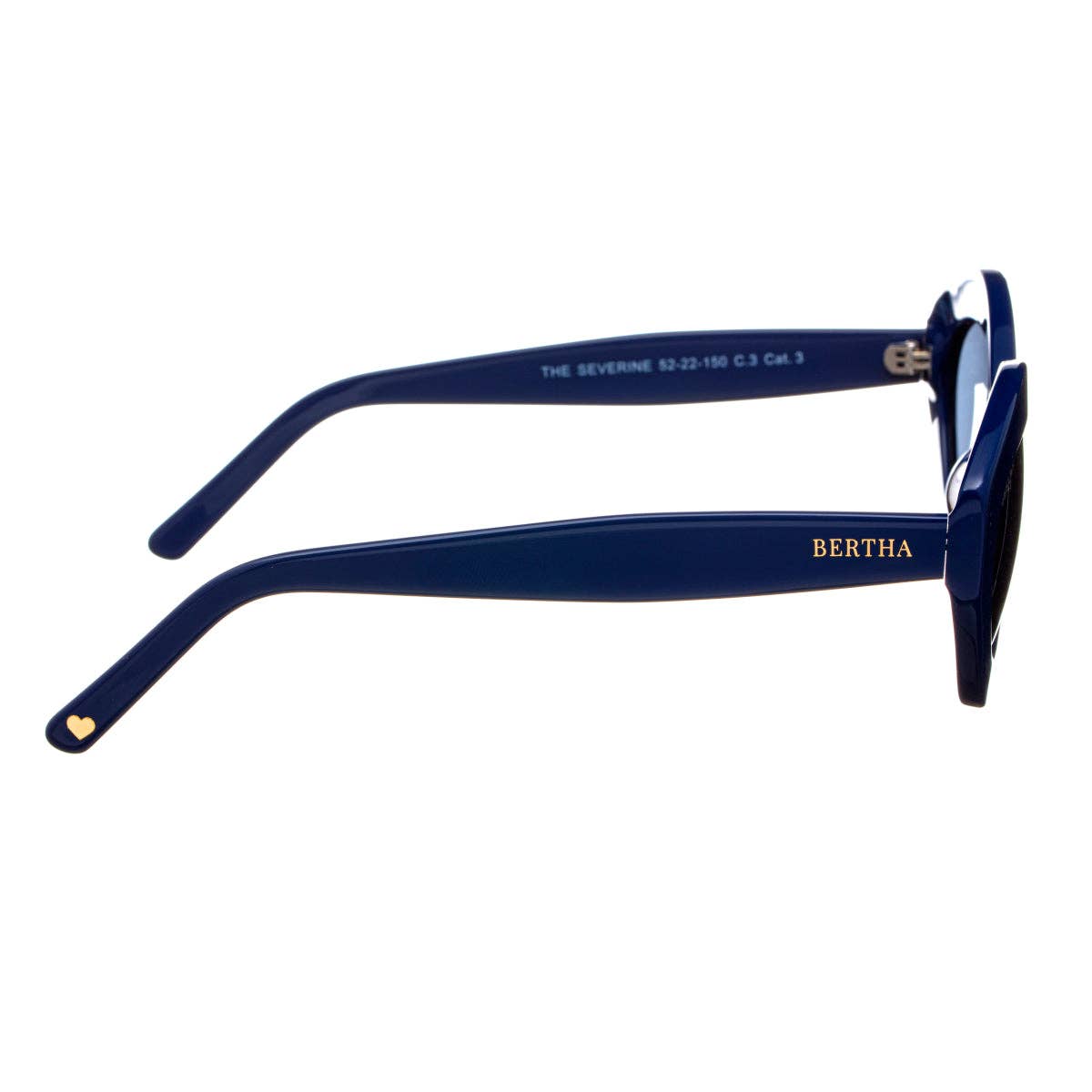 Bertha Severine Handmade-in-Italy Polarized Oval Sunglasses: Navy