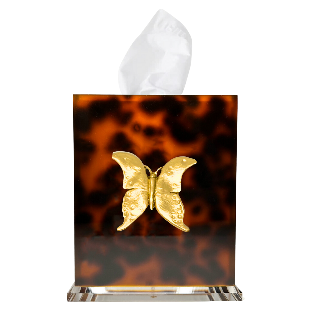 Butterfly 2 Boutique Tissue Box Cover: Pearl