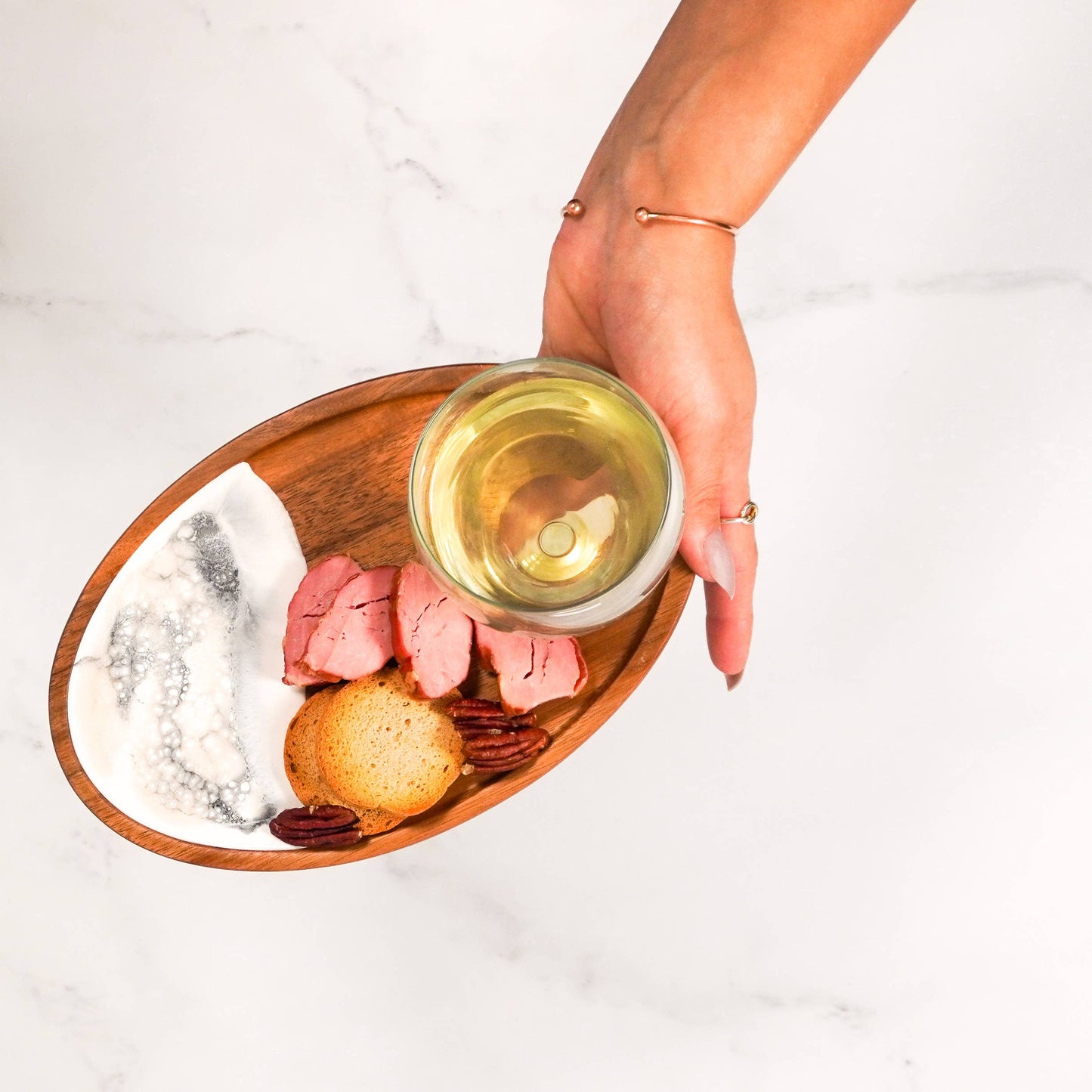 Wine & Appetizer Trays - Resin and Wood: Marble