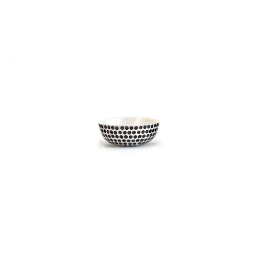 3.5" Round Capiz Bowl - Black & White: Dots