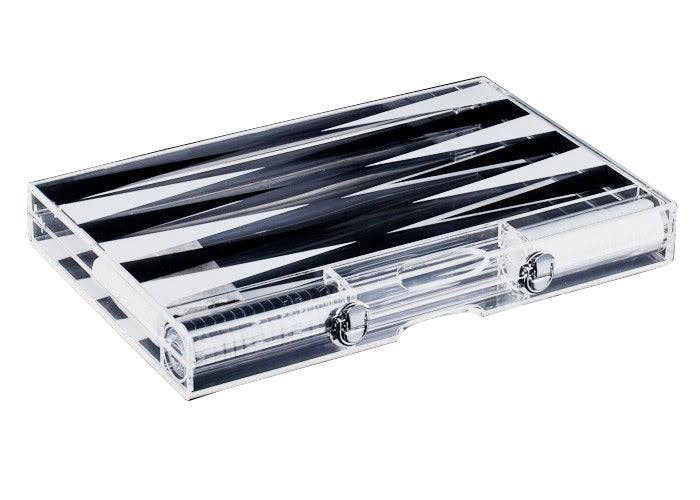 Travel Size 14'' Lucite Backgammon Set: Black