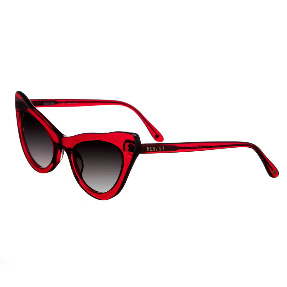 Bertha Kitty Handmade-in-Italy Polarized Cat-Eye Sunglasses: Red