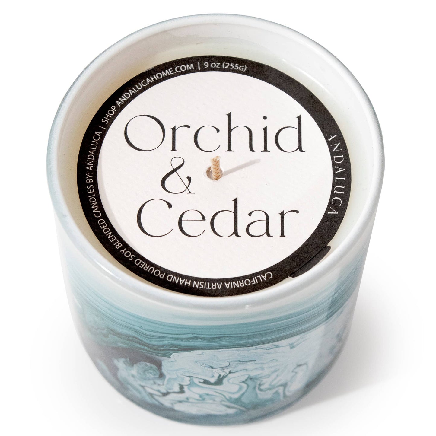 Swirl Glass Candle - Orchid & Cedar 14oz.