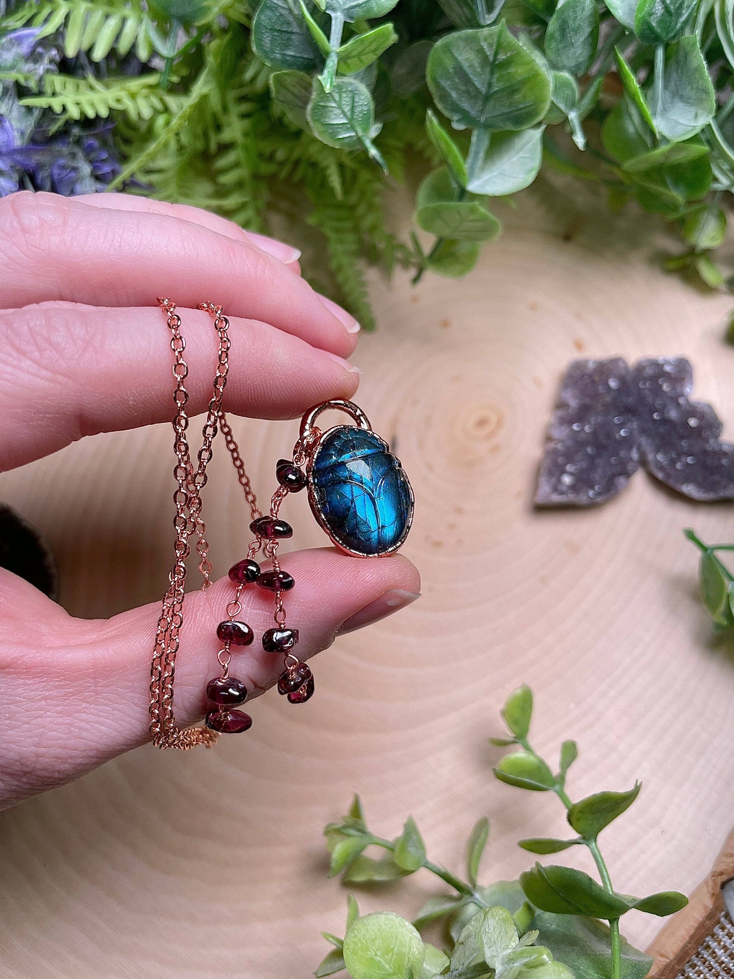 Egyptian Scarab- Labradorite Necklace