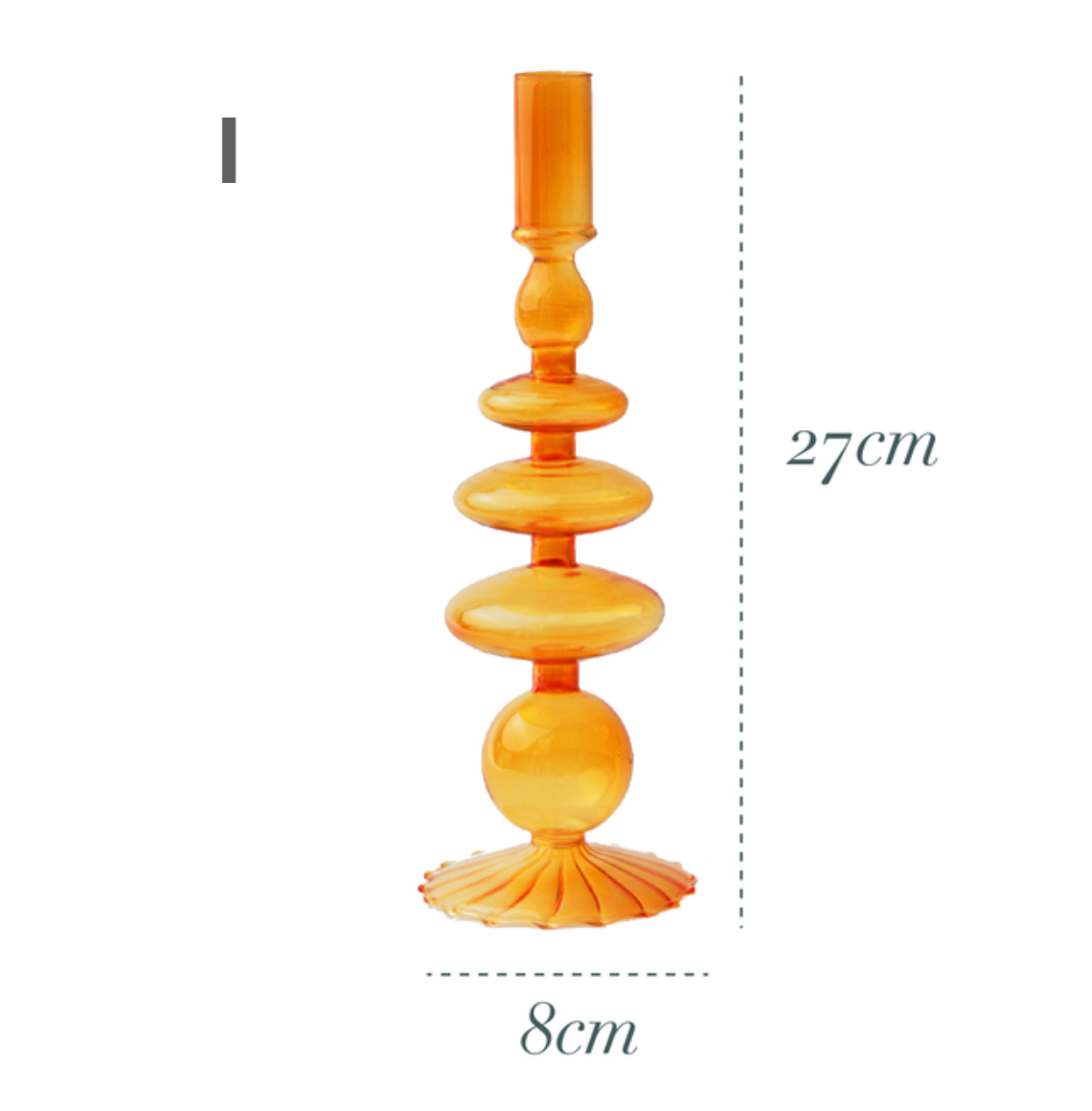 Orange Glass Candlestick Holder: F