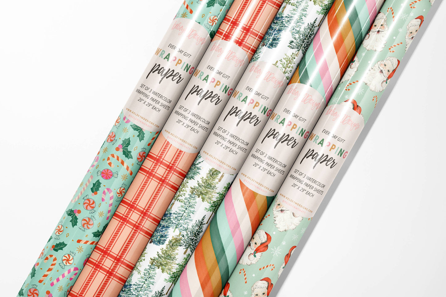 Christmas Santa's - Holiday Wrapping Paper - 3 Sheet Roll