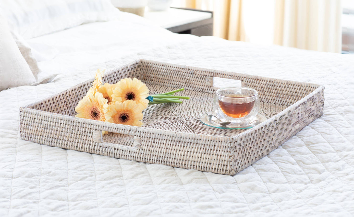 Square Serving/Ottoman Tray: Honey Brown / 24"