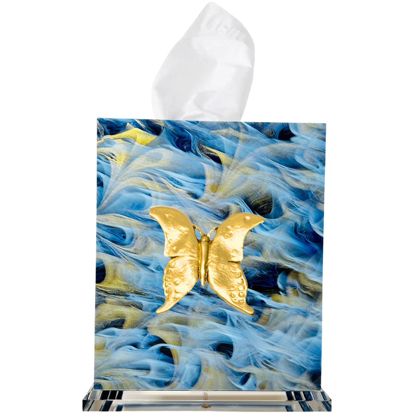 Butterfly 2 Boutique Tissue Box Cover: Pearl