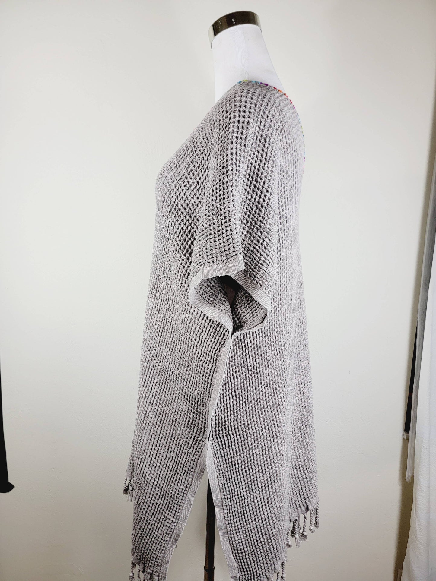 Beach cover-up, Hand made Honey comb wave Cotton cover GRAY