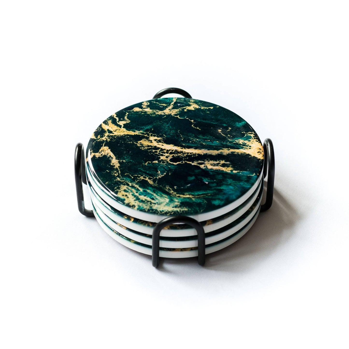 Ceramic Resin Coasters: Ocean Vibes S/4