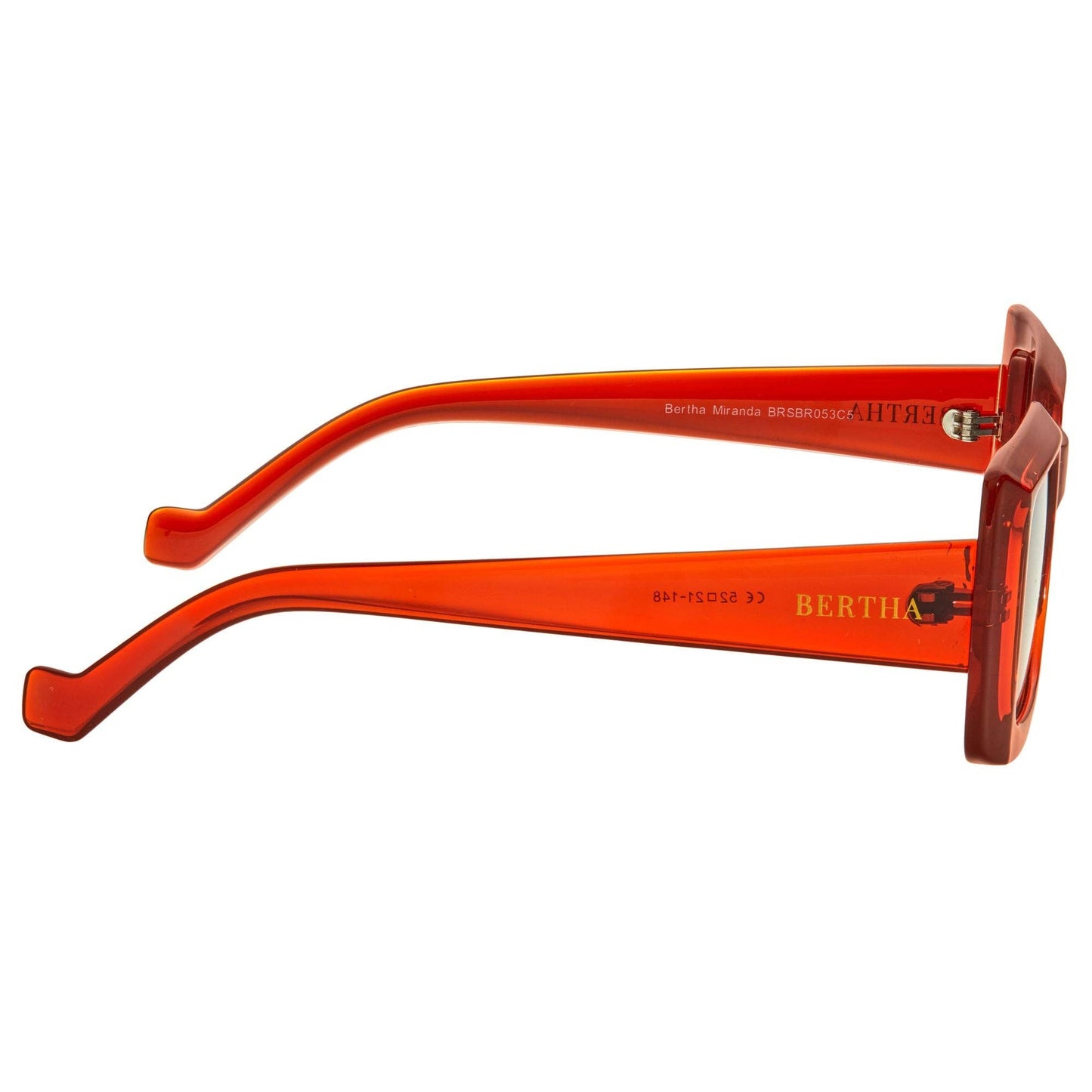 Bertha Miranda Polarized Square Sunglasses: Orange/Black