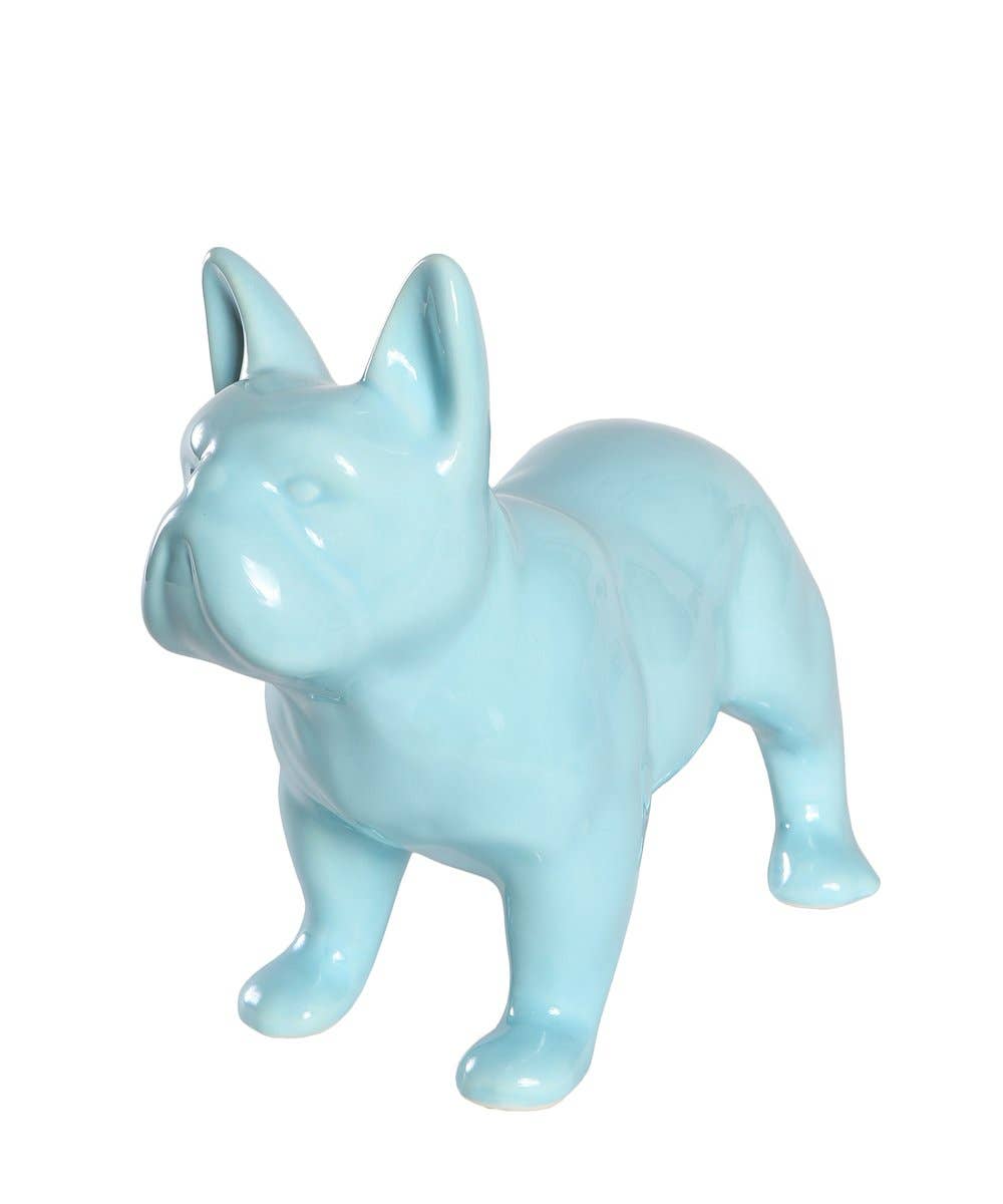 Standing Frenchie Ceramic Statue: Glossy White