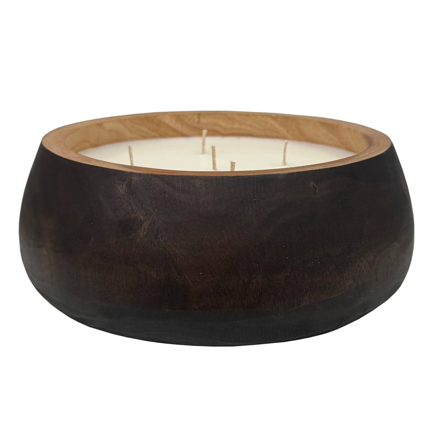 Color Blocked Teakwood Bowl Candle