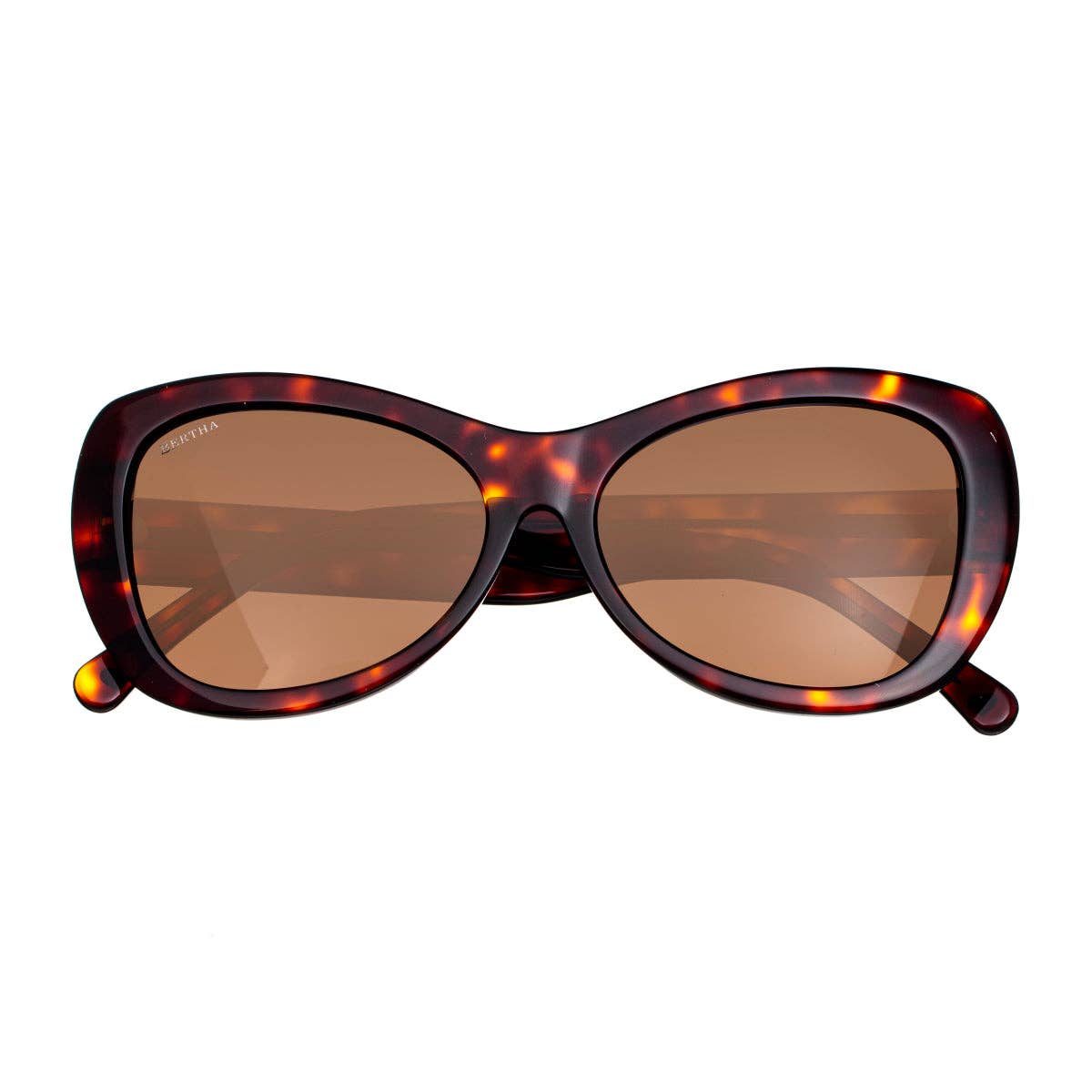 Bertha Celerie Handmade-in-Italy Polarized Oval Sunglasses: Orange