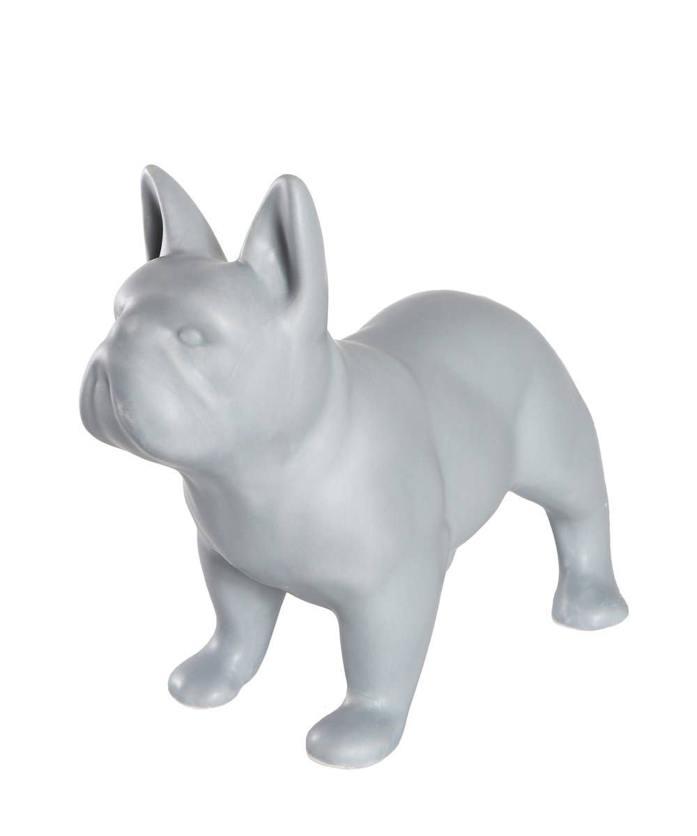 Standing Frenchie Ceramic Statue: Glossy White