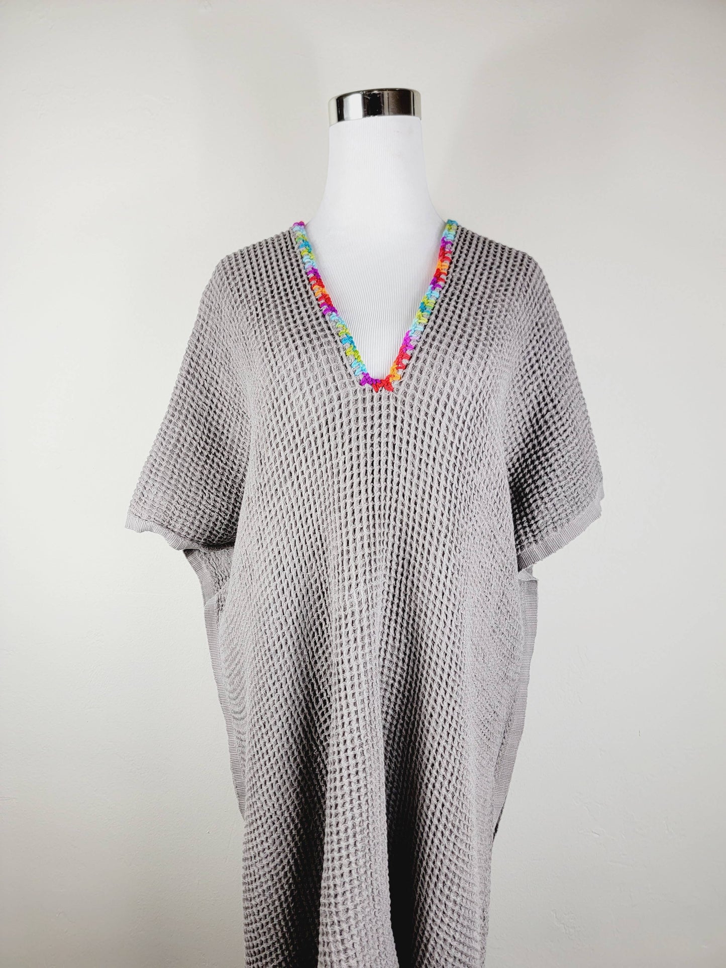 Beach cover-up, Hand made Honey comb wave Cotton cover GRAY