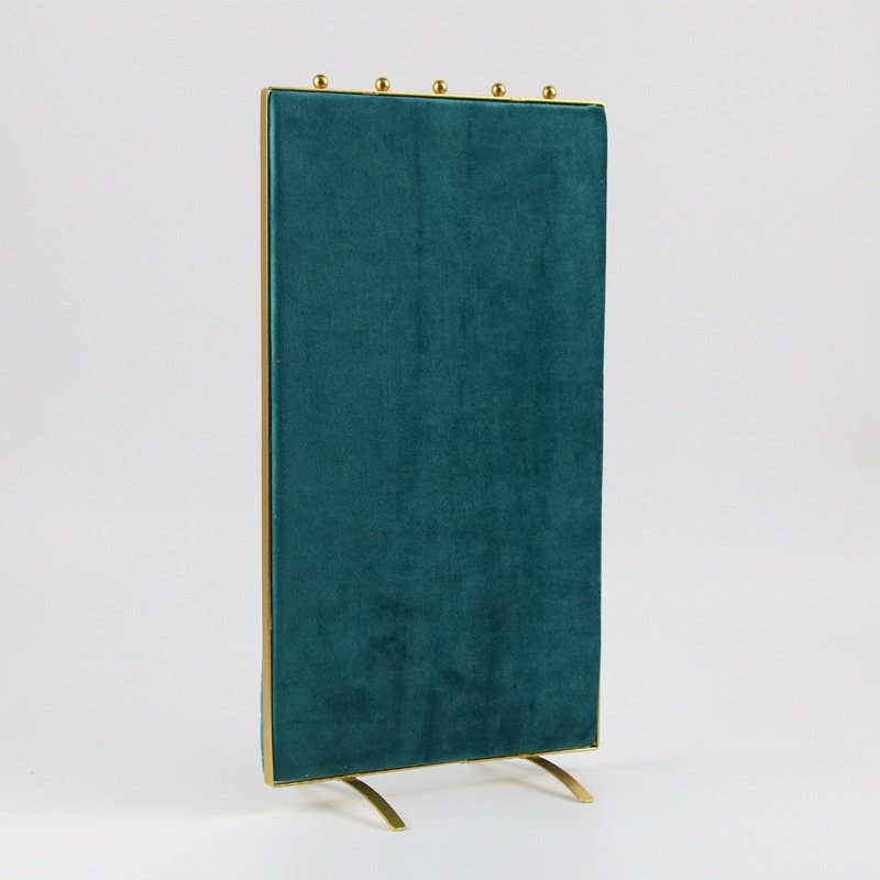 Vintage Inspired 2-Sided Velvet Jewelry Display Panel Stand: Large / Blue (Reversible)