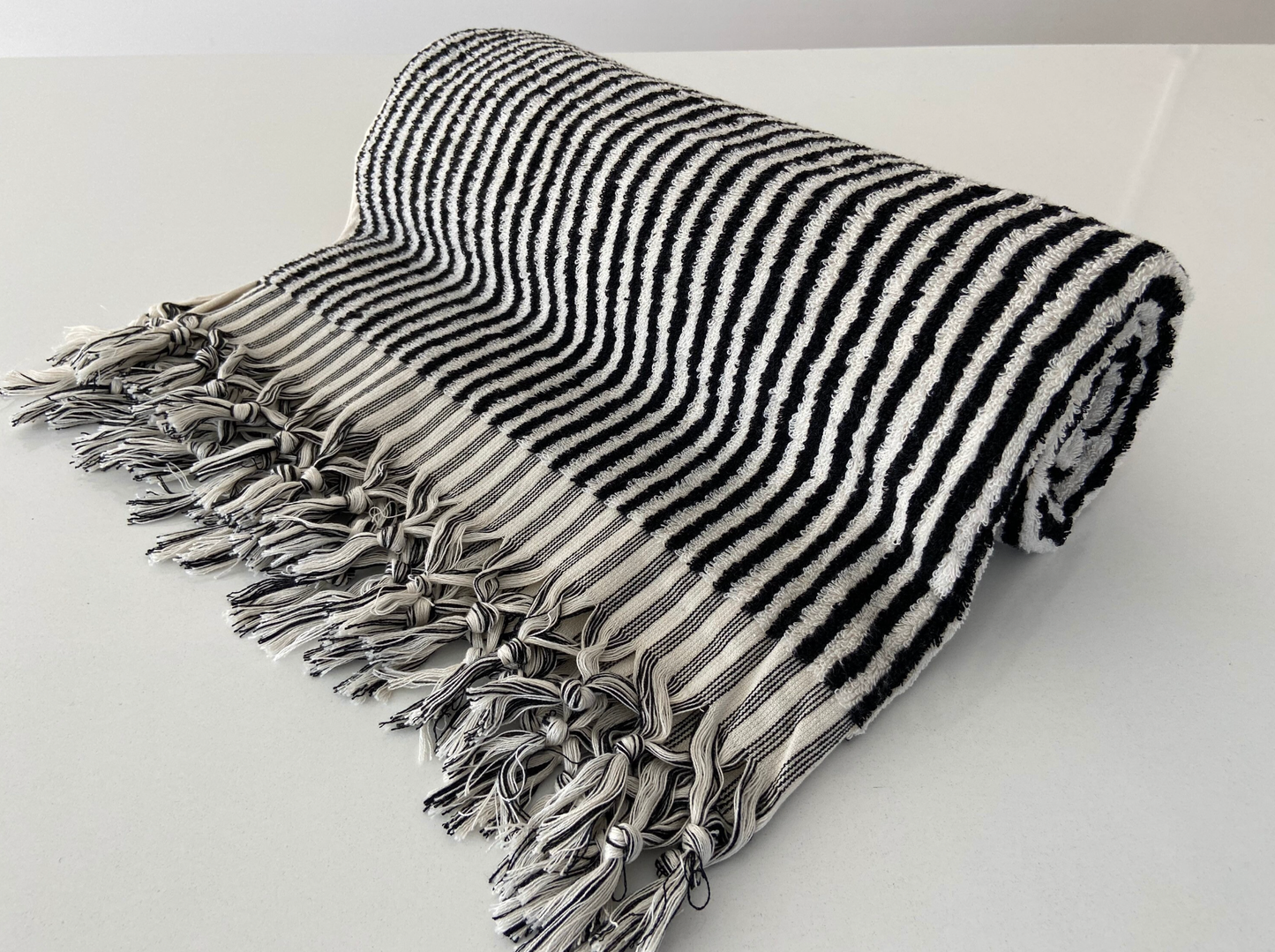 Black Stripe BathTowel 36x 70, Beach Towel, Soft Thick Towel, Organic