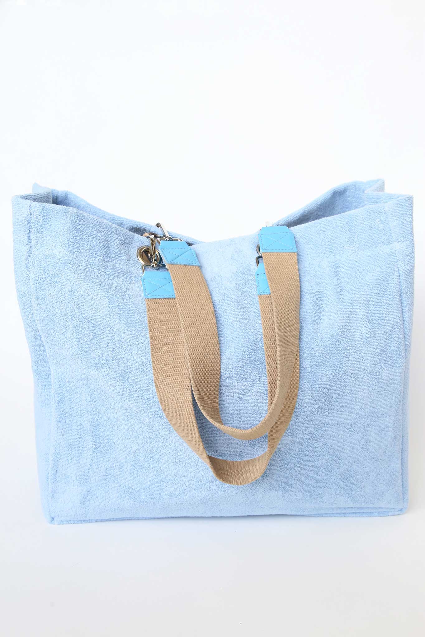 Turquoise Terry Plastic Lined Tote