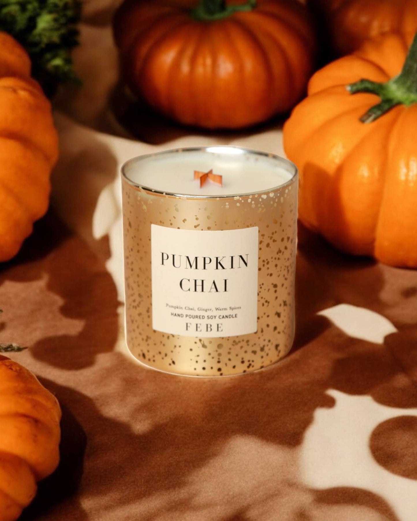 Pumpkin Chai- Chai + Warm Spices 10oz Gold Glass Candle