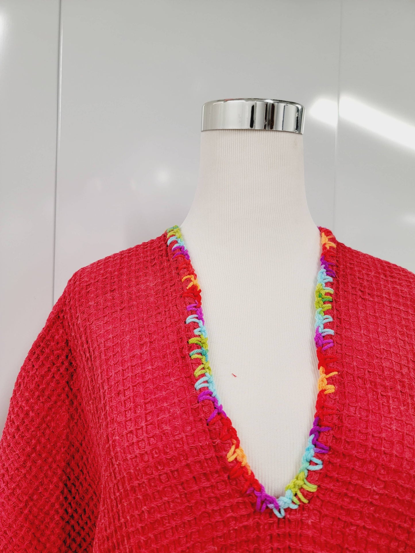 Beach cover-up, Hand made Light Jacket RED