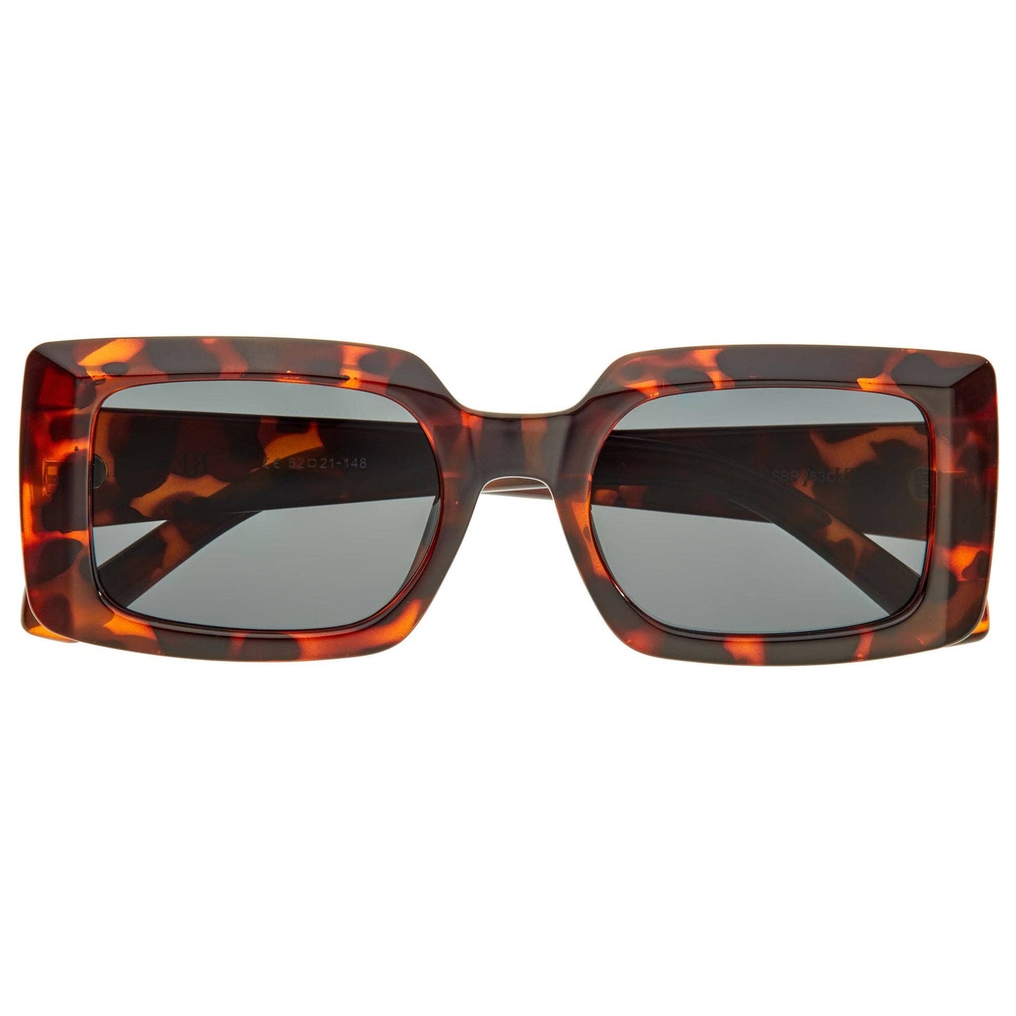 Bertha Miranda Polarized Square Sunglasses: Black/Black