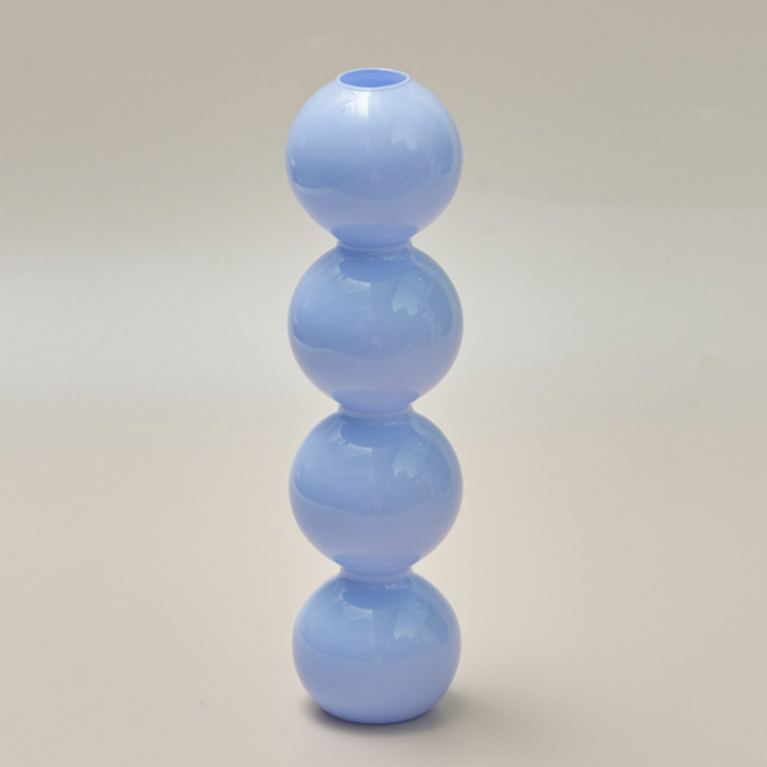 Jade Color Bubble Shape Glass Vase: Blue / Tall 4 Balls