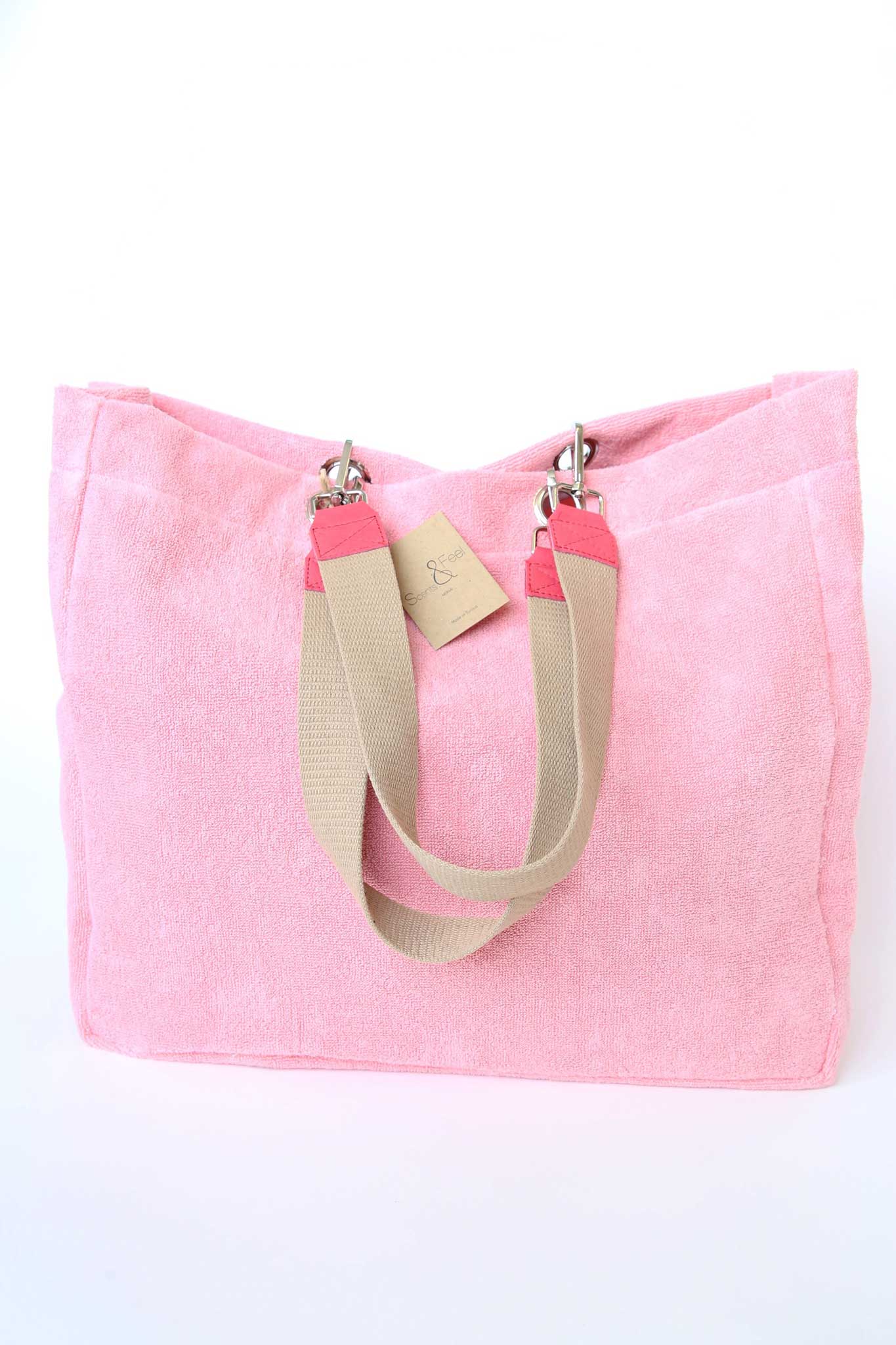 Strawberry Terry Plastic Lined Tote