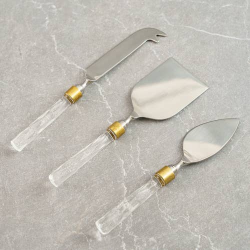 Cheese Set with Glass Handles, Set of 3