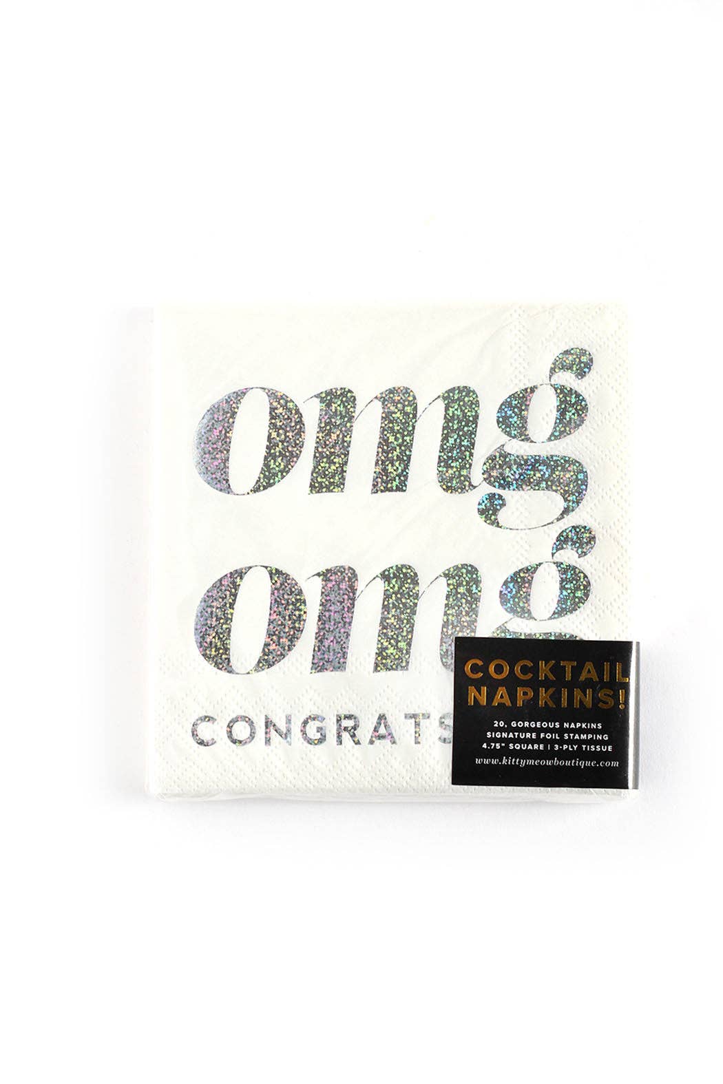 OMG Congrats!, Holographic Celebration Cocktail Party Napkin