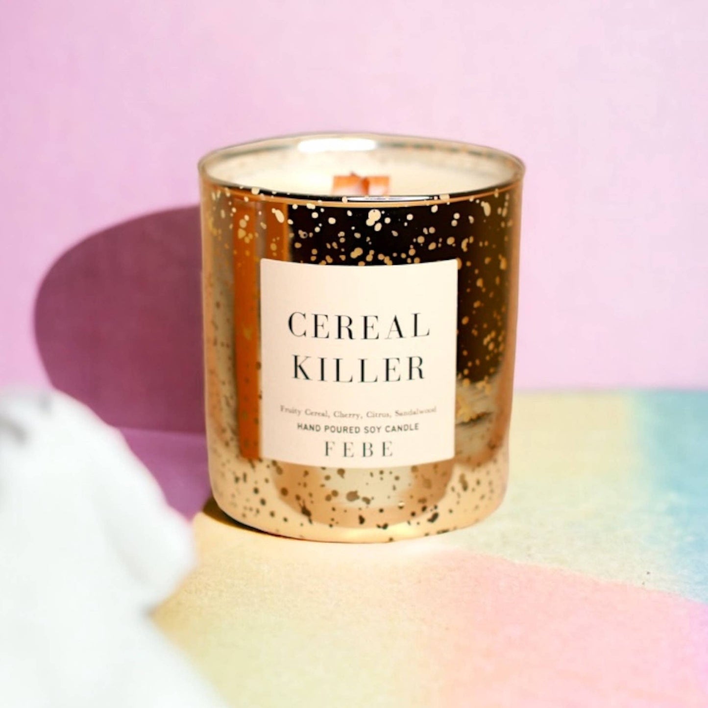 Cereal Killer - Fruity Cereal 10 oz Gold Glass Soy Candle