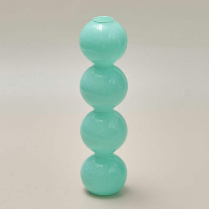 Jade Color Bubble Shape Glass Vase: Blue / Tall 4 Balls