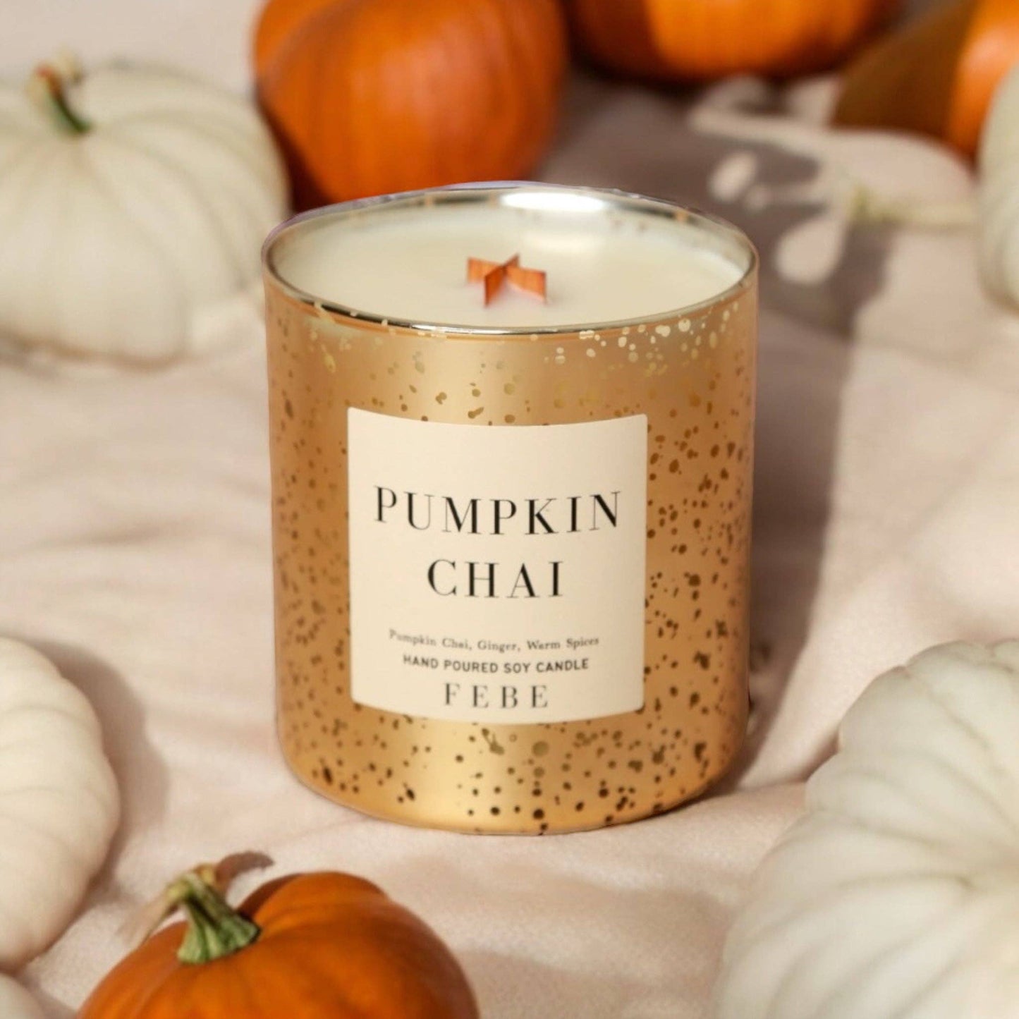 Pumpkin Chai- Chai + Warm Spices 10oz Gold Glass Candle