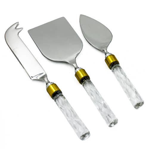 Cheese Set with Glass Handles, Set of 3