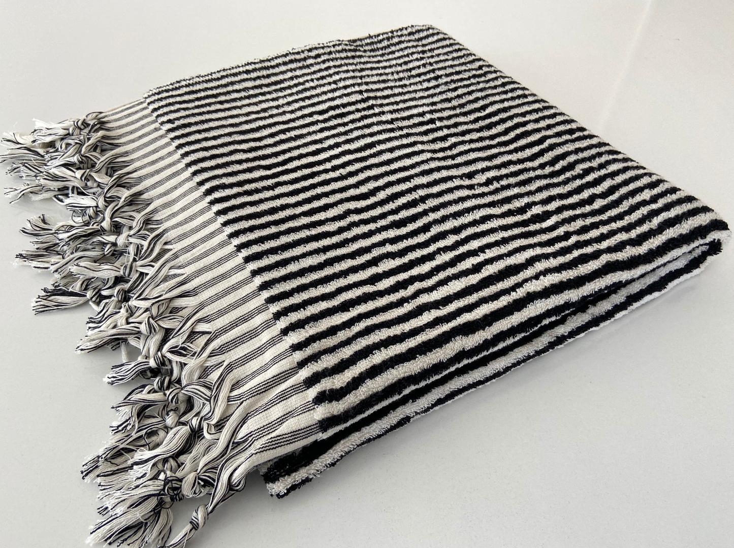 Black Stripe BathTowel 36x 70, Beach Towel, Soft Thick Towel, Organic