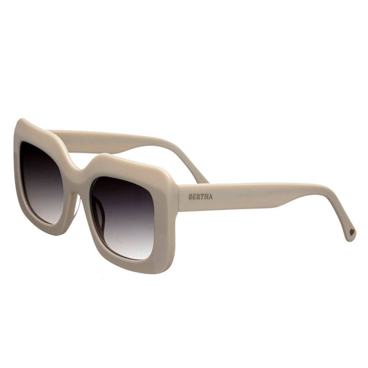 Bertha Talitha Handmade-in-Italy Polarized Square Sunglasses: White