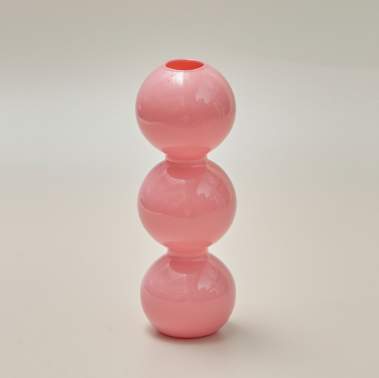 Jade Color Bubble Shape Glass Vase: Pink / Short 3 Balls