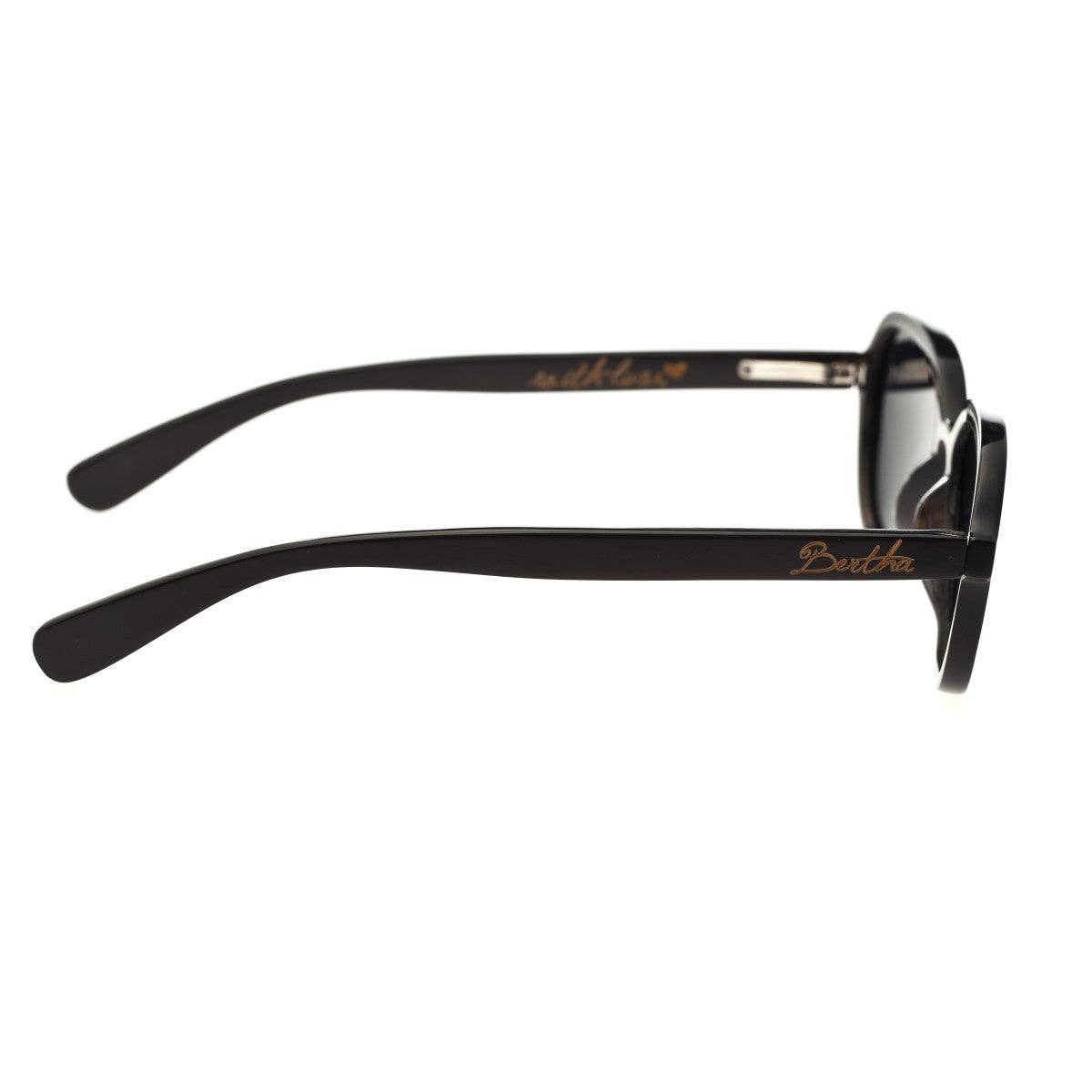 Bertha Alexa Buffalo-Horn Polarized Oval Sunglasses: Black/Gold