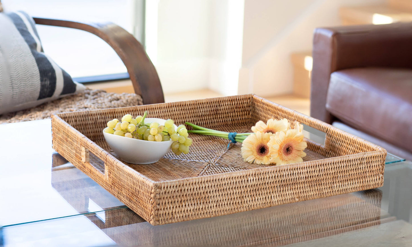 Square Serving/Ottoman Tray: Honey Brown / 24"