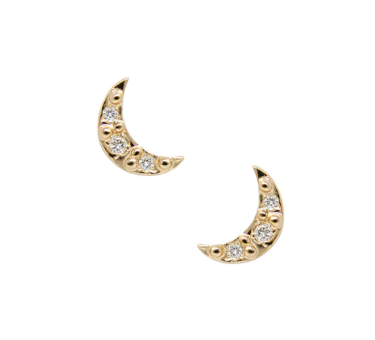 Aztec Moon Crescent Studs-Pair