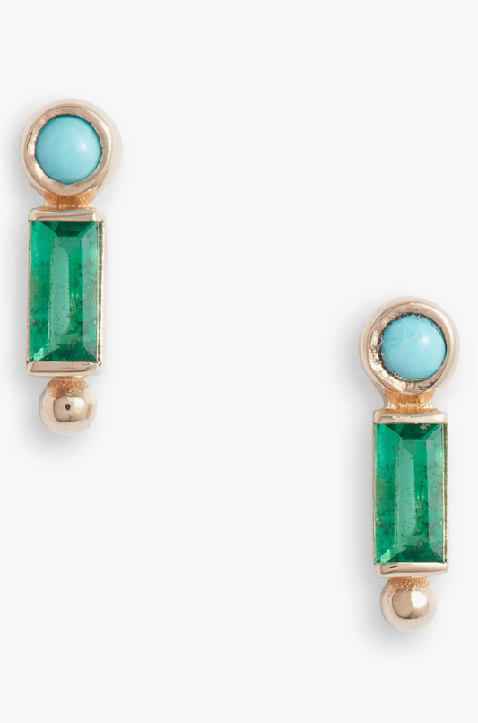 Dew Drop Turqoise/Emerald Earrings-Pair